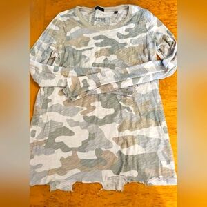 Womens ATM Anthony Thomas Melillo Camo Long Sleeve Tee Size M